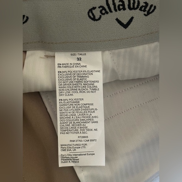 Callaway Men’s Opti-Dri Flat Front Stretch Golf Short 32 waist 9in length NWT - Picture 7 of 11